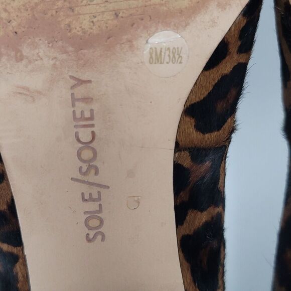 Sole Society Marty Leopard Animal Print Loafers Heel Pointed Vamp Shoes Size 8M - Picture 8 of 12